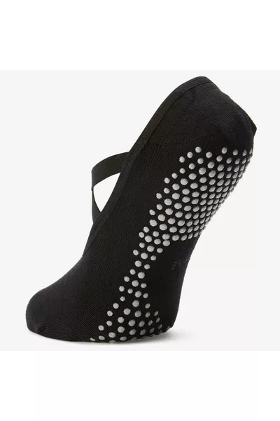 Chaussettes de sport en coton antidérapantes Domyos pour femme, noires , entraînement léger