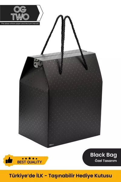 Премиум концептуален дизайнерски подаръчна кутия чанта Коледна празна подаръчна опаковка Подаръчен черен - см