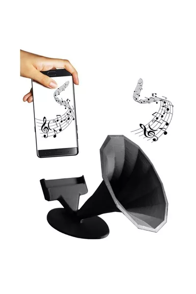 Sound Bomb Acoustic Phone Holder Wireless Gramophone Speaker Black