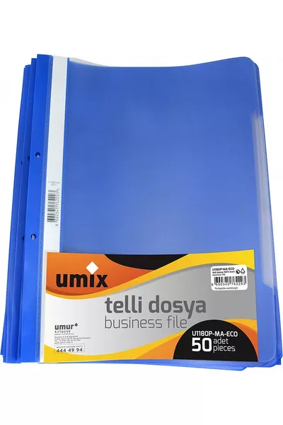 Umix Plastic File with Wire, Blue, Pack of 