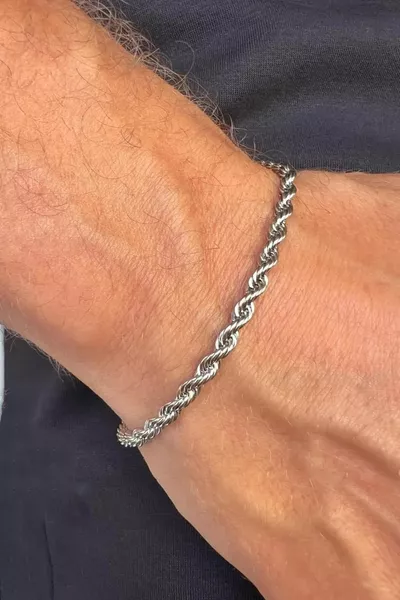 سوار رجالي من الفولاذ المقاوم للصدأ بحبل ملفوف، اسوارة 