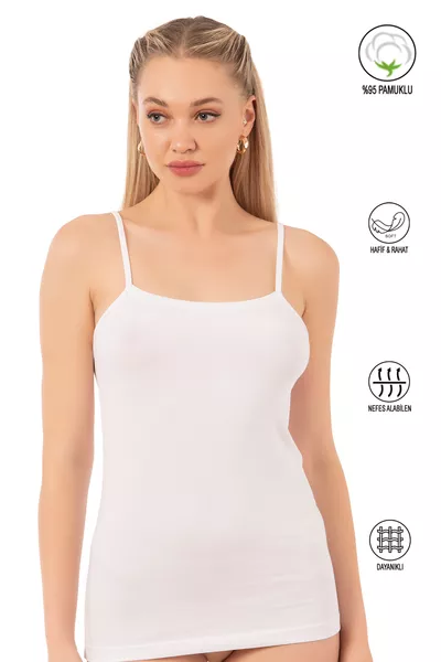 أوزكان  قميص داخلي نسائي بأشرطة رفيعة، قصّة ضيقة، مرن، ناعم، مصنوع من القطن بنسبة % مع ليكرا