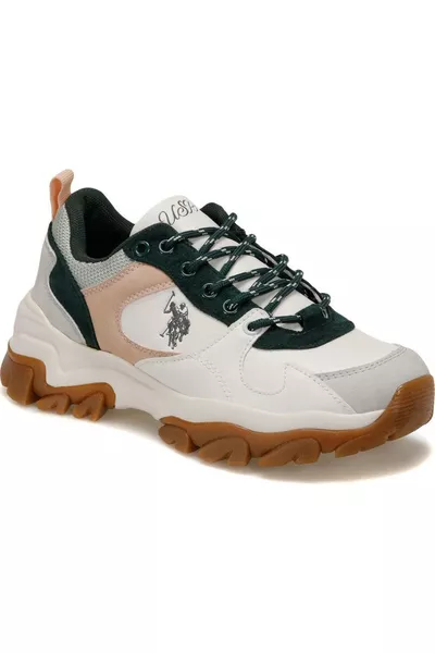 يو إس بولو أسن  تراكّي 2PR أبيض-أخضر حذاء رياضي نسائي