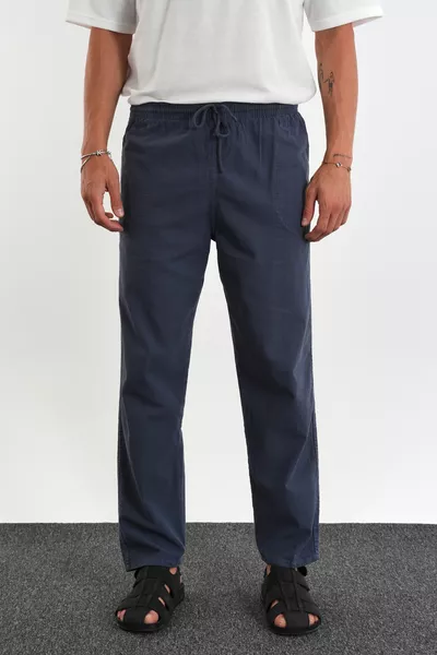 Defy Erkek Rahat Kalıp Keten Görünümlü Pantolon