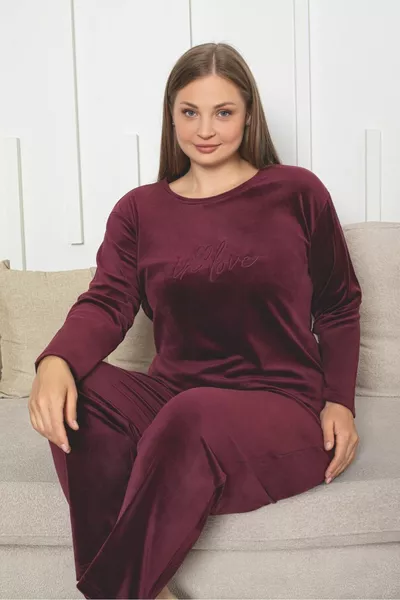 Plus Size Velvet Pajama Set
