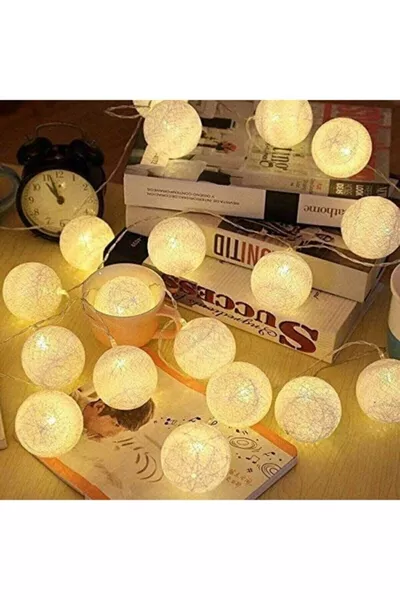 Cottonball Led Verlichte Decoratieve Verlichting  Stuks Ballen 2 Meter Gele Kleur Accessoire