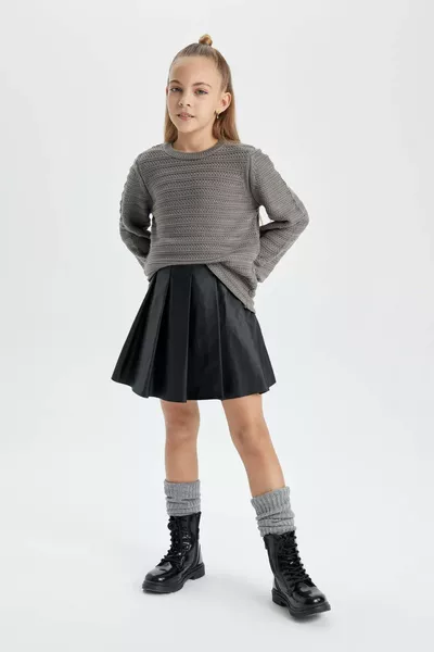 Girl's Knit Sweater with Bicycle Neck WN