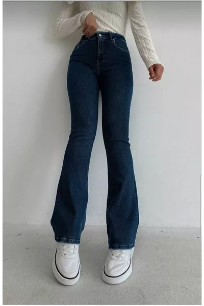 Donkerblauwe Spaanse Hoge Taille Spaanse Spaanse Jeans (CORRECTIEF)