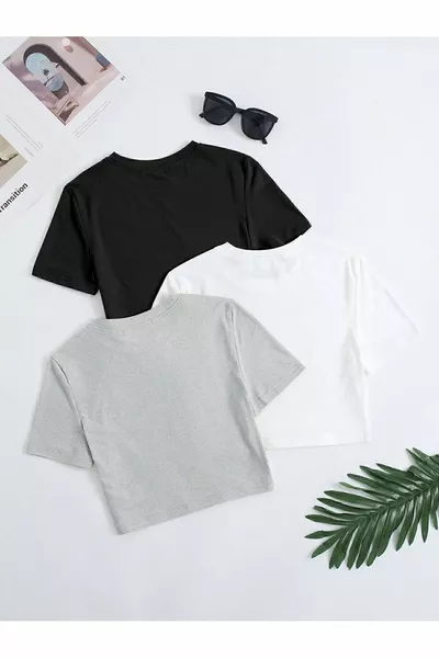 تي شيرت قصير نسائي ثلاثي - شركة DAXIS للملابس الرياضية