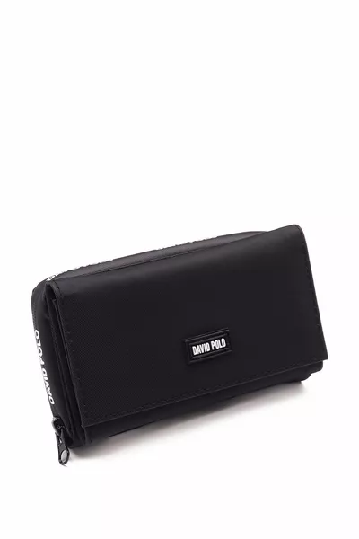 Черно портмоне голям размер с много отделения от специална тъкан за жени