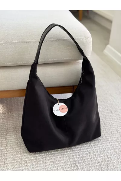 NOUVELLE SAISON GRAND SAC ÉPAULE NOIR EN SUÈDE LÂCHE