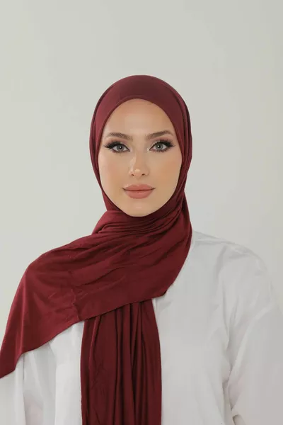 Étole en Jersey de Luxe Bordeaux - Hijab en Lycra pour Femme Voilée