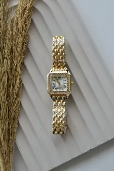  Minuten Horloge & Minimalistisch Vierkant Wijzerplaat Stalen Band Dameshorloge - Roségoud