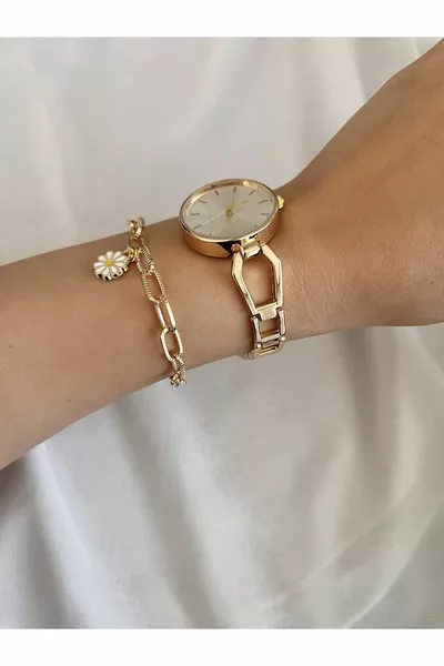 Metal sade zarif kadın kol saati