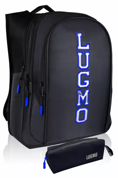 Üç Gözlü Içi Astarlı Pedli Okul Çantası Ve Kalemlik Ortaokul Lise Çantası Armalı Mavi