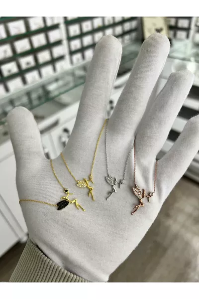  Sterling Silver Angel Necklace with Zircon Stone