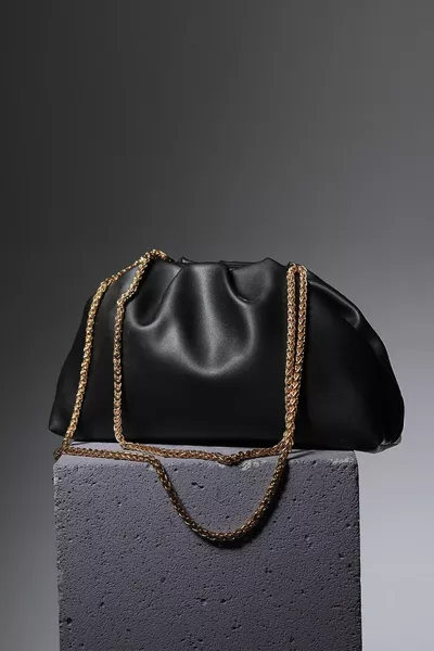 Zwarte Dames Schoudertas met Ketting