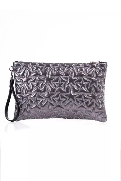 محفظة حقيبة يد فضية مزينة بنجوم