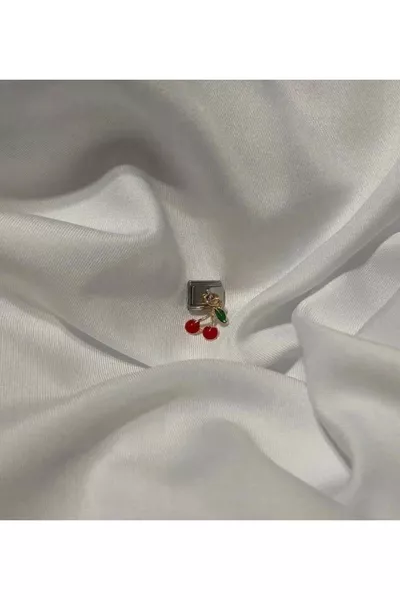 Bracciale Italiano con Charm in Acciaio a Ciliegia