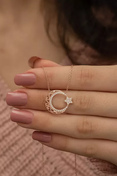  Ayar Rose Ayyıldız Kadın Gümüş Kolye
