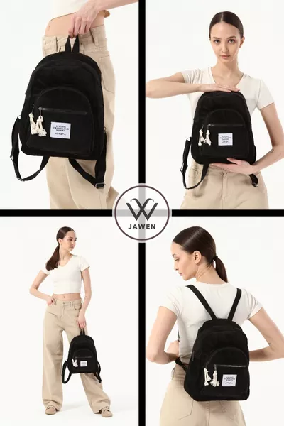 Sac à dos quotidien pour femme en velours côtelé avec de nombreuses poches, modèle confortable pour l'école, le sport, les voyages, les cours et le travail