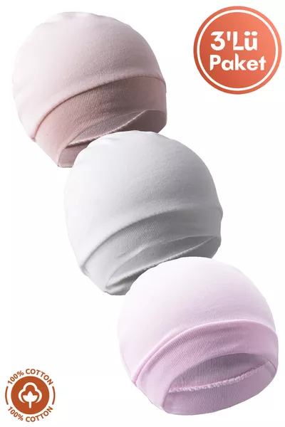 Unisex Baby Cotton Organic Newborn 3-Piece Baby Hat Colorful Set