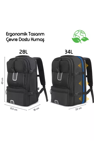 حقيبة ظهر سفر  Explor Eco  لتر، حقيبة ظهر للكمبيوتر المحمول مقاس .3 بوصة، حقيبة ظهر بحجم المقصورة