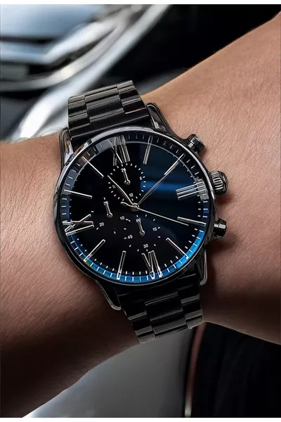 ساعة يد رجالية فاخرة رياضية مصنوعة من المعدن مع طلاء IP مقاوم للصدأ