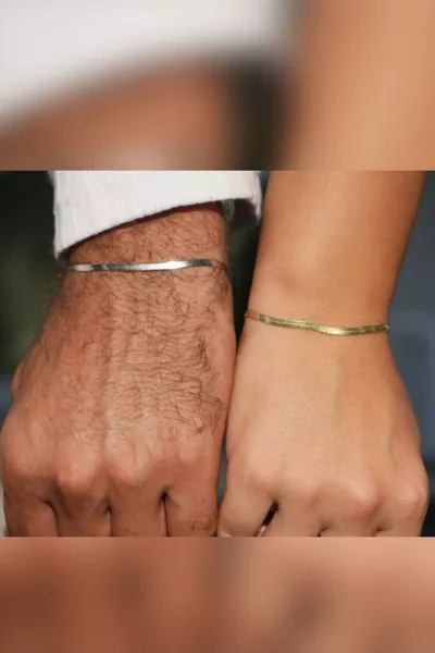 Unisex Stainless Steel Non-Fading 2-Piece Flat Italian Friendship Couple Bracelet