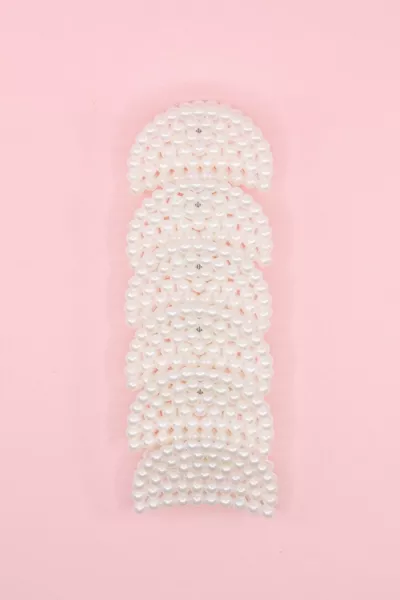 مجموعة مشابك شعر نسائية كريمية مع لؤلؤ 6 قطع