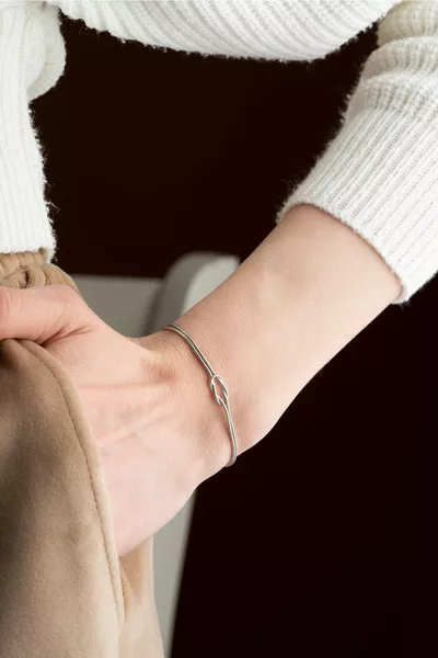 Sterling Silver Rhodium Plated Knot Design Bracelet