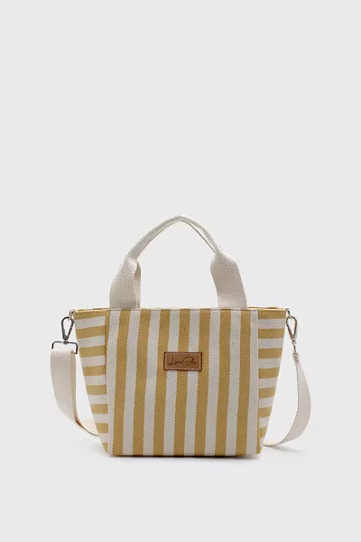 Dames Gestreepte Mini Linnen Tote Tas