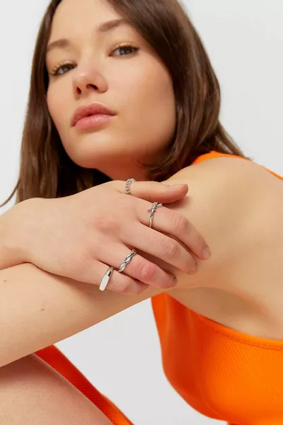 6-Piece Knot Ring Set Silver Color 