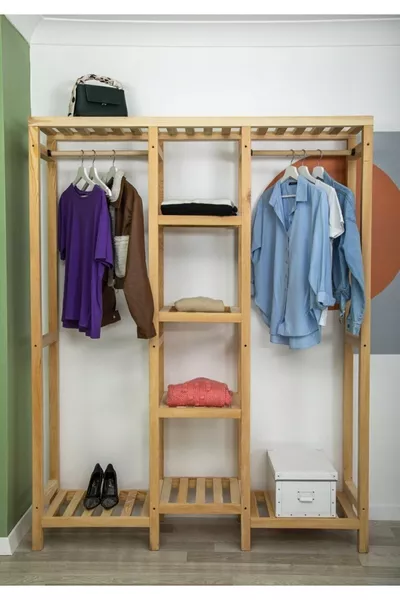 Naturholz Offener Kleiderschrank