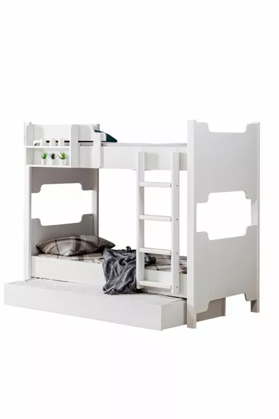 سرير بطابقين من MDF، سرير بطابقين قابل للفصل من أفراسيا، سرير بطابقين للأطفال باللون الأبيض