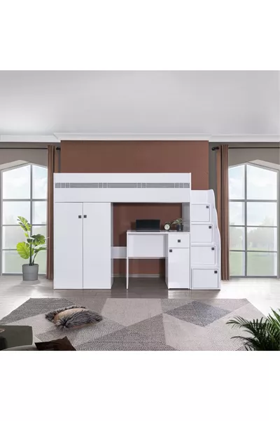 WHITE 3-TIER BUNK BED SET 2