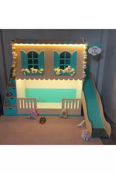 سرير بطابقين مع زحلقة ألاجاتي