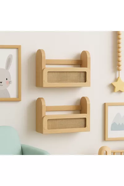 (2 STUKS) SCANDINAVISCHE MUURREK BABYKAMER BOEKENPLANK