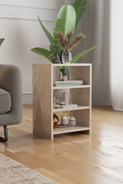 4-laags Nachtkastje Slaapkamer Nachtkastje Met Vakjes Bedkant Nachtkastje - Travertin