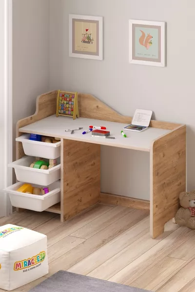 Bureau d'enfant Cm avec 3 paniers (CHAIR NON INCLUSE)