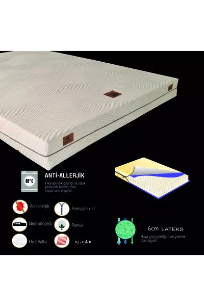 Doğal Lateks Tam Ortopedik Yıkanabilir Kılıflı Yatak