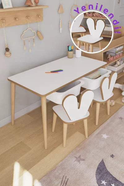 Children's Play Activity Table with 2 Chairs and Drawer
