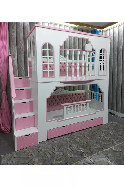 سرير بطابقين للأميرة مع شرفة