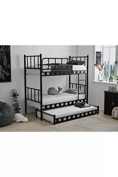 CAMERETTA PER BAMBINI CON GIGLIO, LETTO A CASTELLO E LETTO IN METALLO - x CM