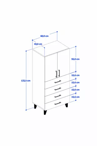 Commode Rio - Pin Atlantique / Blanc - Avec tiroirs - Avec portes