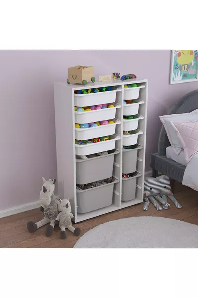 Игровой шкаф Rine с корзиной, многофункциональный, серо-белый