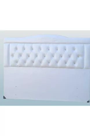 Titre Lit Double Modèle Cuir Synthétique Tissu Blanc Matelassé Rembourré Fait Main