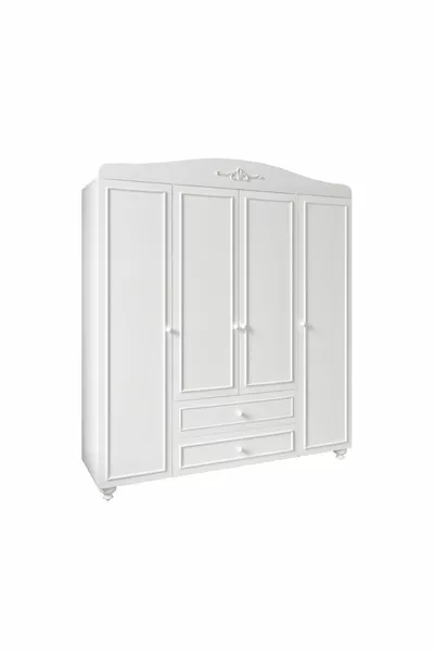 Armadio Romantic a 4 ante, 2 cassetti, in stile avanguardista (% MDF)