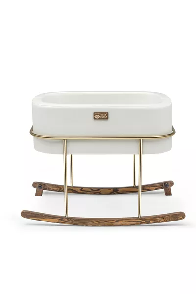 Легло до майката, бебешка люлка Gold Stand, бяла кошница