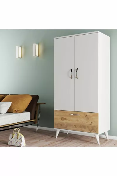 Armadio Nova 2 Ante Bianco-Pino - 